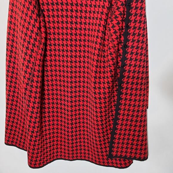 CM Collection Red & Black button up long sleeve houndstooth sweater / Dress  XL - Picture 6 of 10